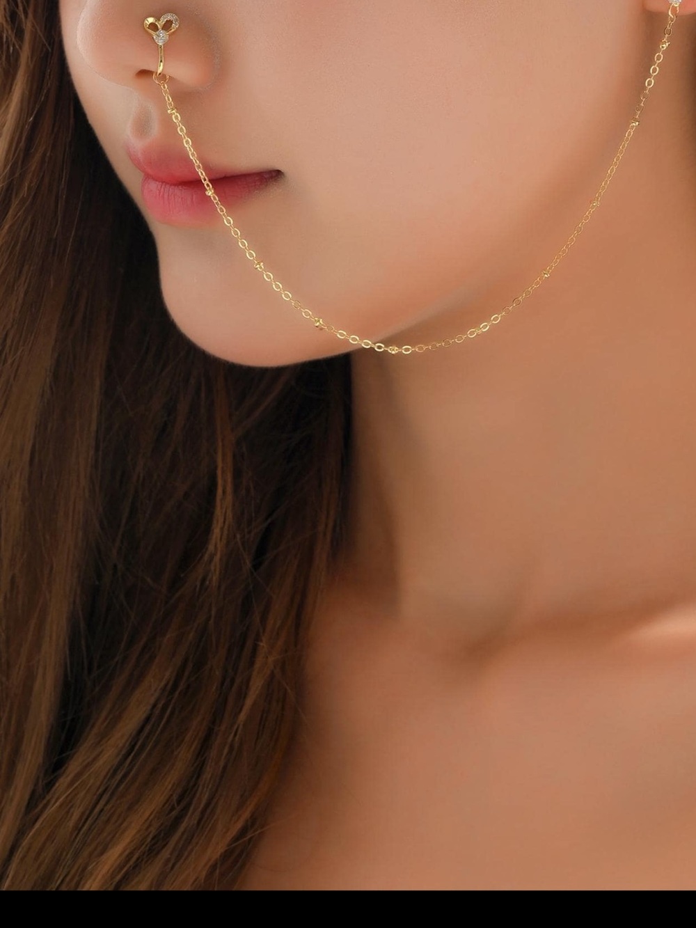 Affordable Fashion Finds Gold Heart Nose Chain - Gold